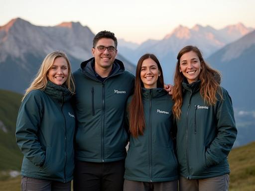 Teamfoto von Osternau Travels vor Alpenkulisse